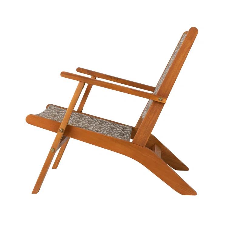 Balkene Home Patio Sense Vega Natural Stain Chair ,Acacia Wood Construction ,Woven Web Seat- Navy Blue Cording