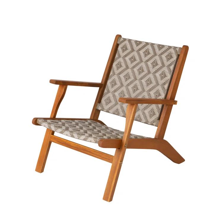 Balkene Home Patio Sense Vega Natural Stain Chair ,Acacia Wood Construction ,Woven Web Seat- Navy Blue Cording