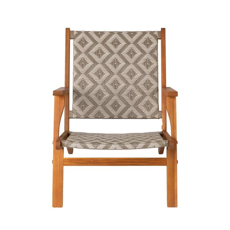 Balkene Home Patio Sense Vega Natural Stain Chair ,Acacia Wood Construction ,Woven Web Seat- Navy Blue Cording
