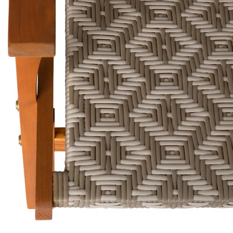 Balkene Home Patio Sense Vega Natural Stain Chair ,Acacia Wood Construction ,Woven Web Seat- Navy Blue Cording