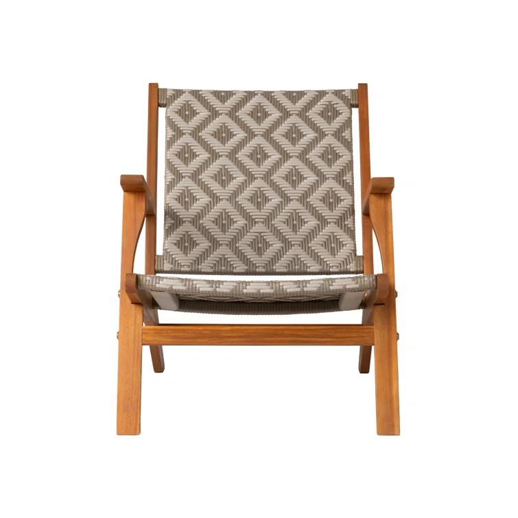 Balkene Home Patio Sense Vega Natural Stain Chair ,Acacia Wood Construction ,Woven Web Seat- Navy Blue Cording