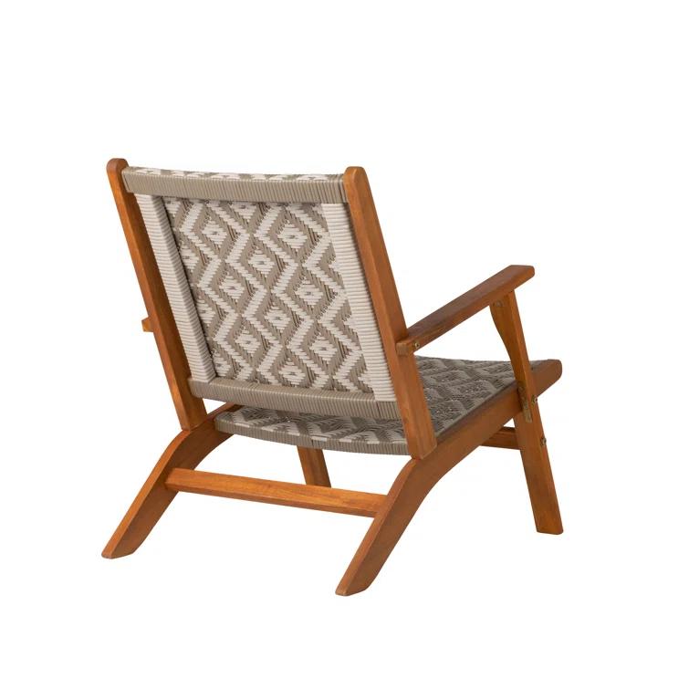 Balkene Home Patio Sense Vega Natural Stain Chair ,Acacia Wood Construction ,Woven Web Seat- Navy Blue Cording