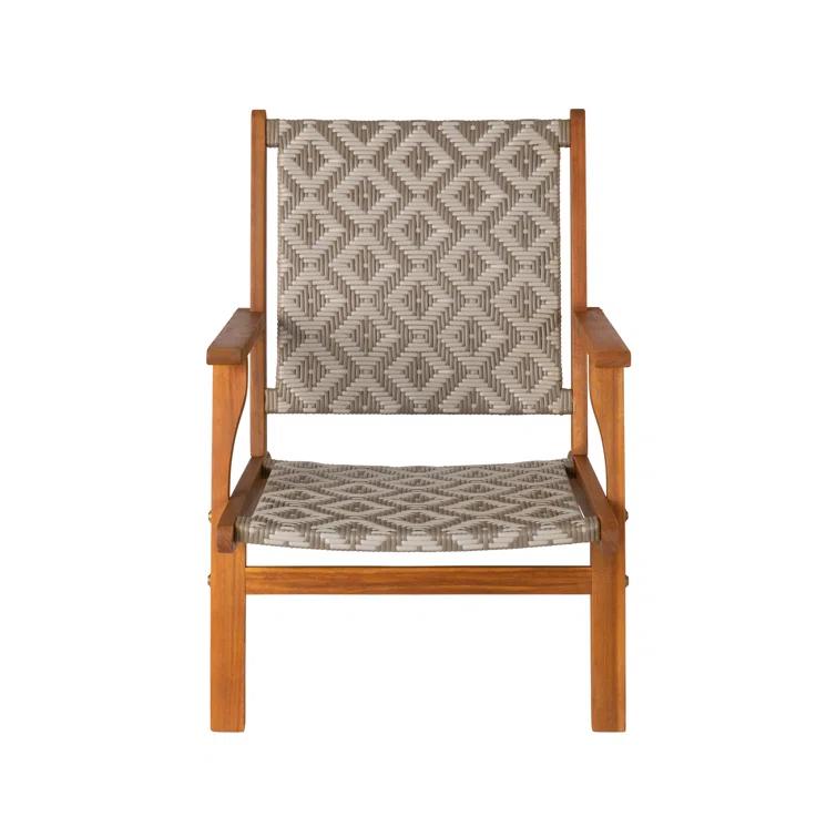 Balkene Home Patio Sense Vega Natural Stain Chair ,Acacia Wood Construction ,Woven Web Seat- Navy Blue Cording