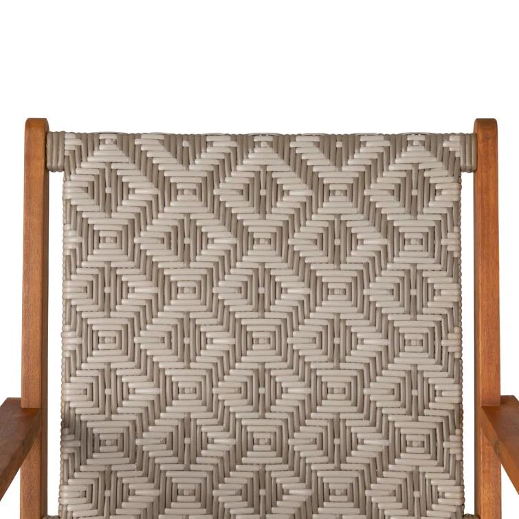 Balkene Home Patio Sense Vega Natural Stain Chair ,Acacia Wood Construction ,Woven Web Seat- Navy Blue Cording