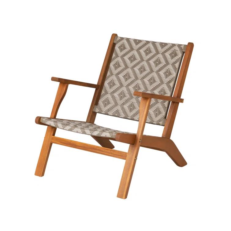 Balkene Home Patio Sense Vega Natural Stain Chair ,Acacia Wood Construction ,Woven Web Seat- Navy Blue Cording