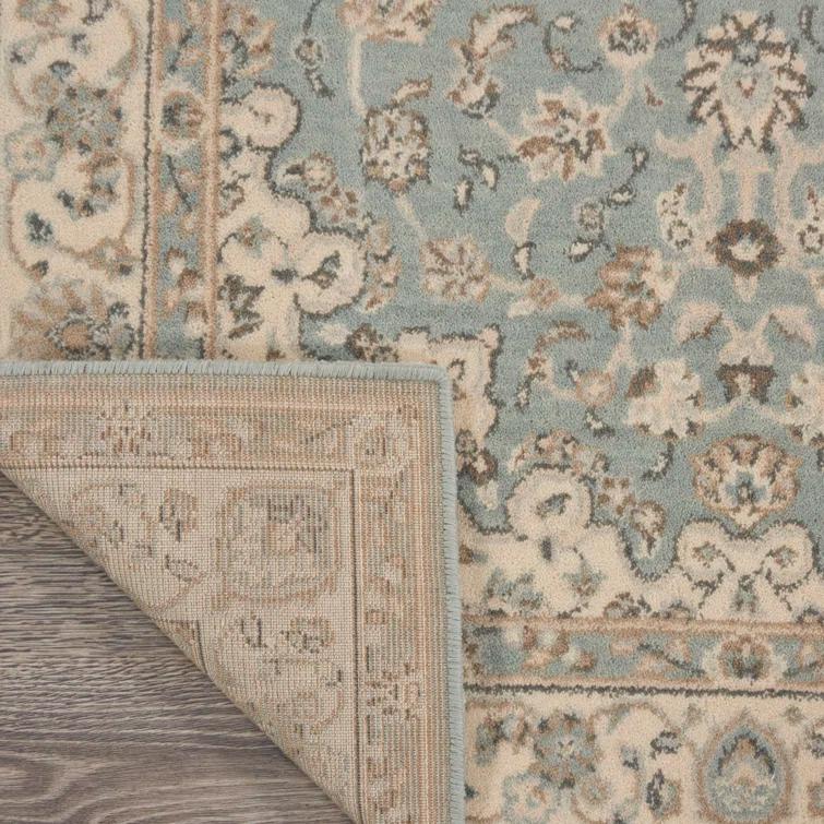 Darya Home Jessika Floral Traditional Aqua Area Rug