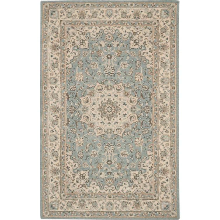 Darya Home Jessika Floral Traditional Aqua Area Rug