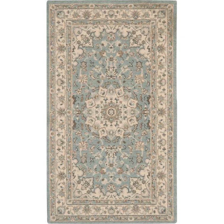 Darya Home Jessika Floral Traditional Aqua Area Rug
