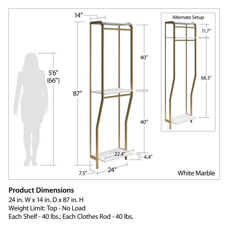 Gwenyth Closet Starter Kit with Hanging Rods