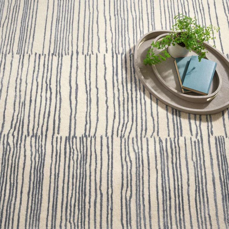 Dash and Albert Rugs Striae Pewter Blue Hand Tufted Wool Rug