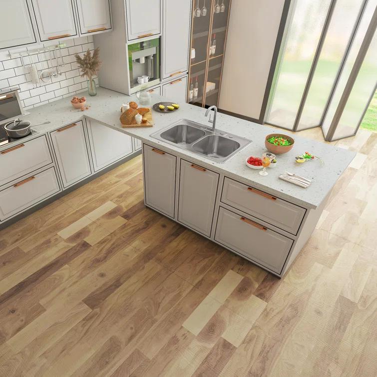 Sinber 33" x 22" Drop In Double Bowl Kitchen Sink with 18 Gauge 304 Stainless Steel Satin Finish