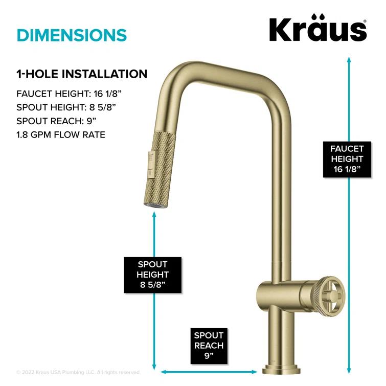 Urbix Industrial Pull-Down Single Handle Kitchen Faucet