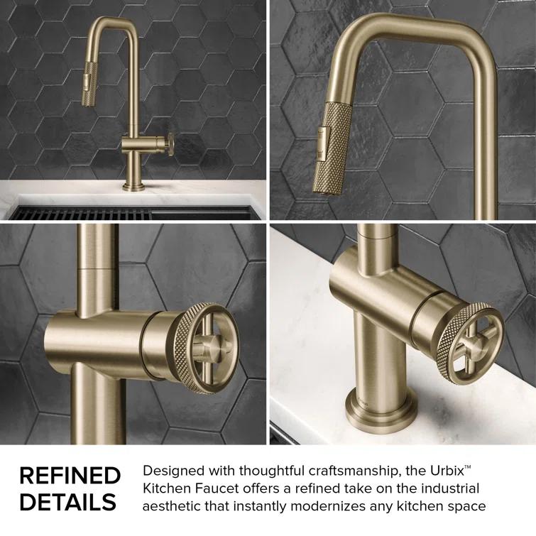 Urbix Industrial Pull-Down Single Handle Kitchen Faucet