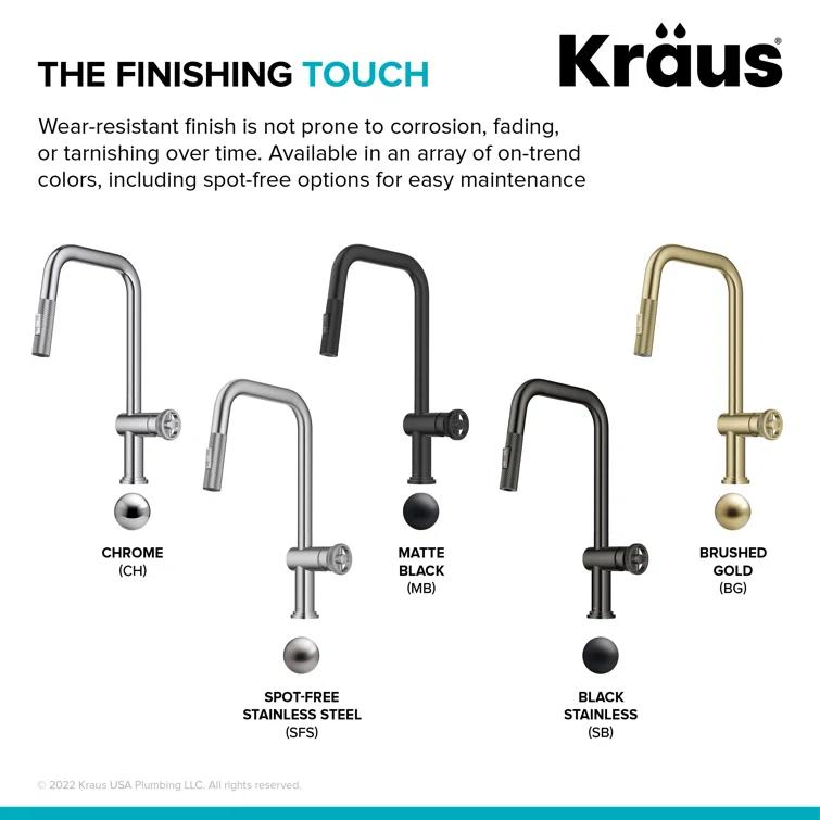 Urbix Industrial Pull-Down Single Handle Kitchen Faucet
