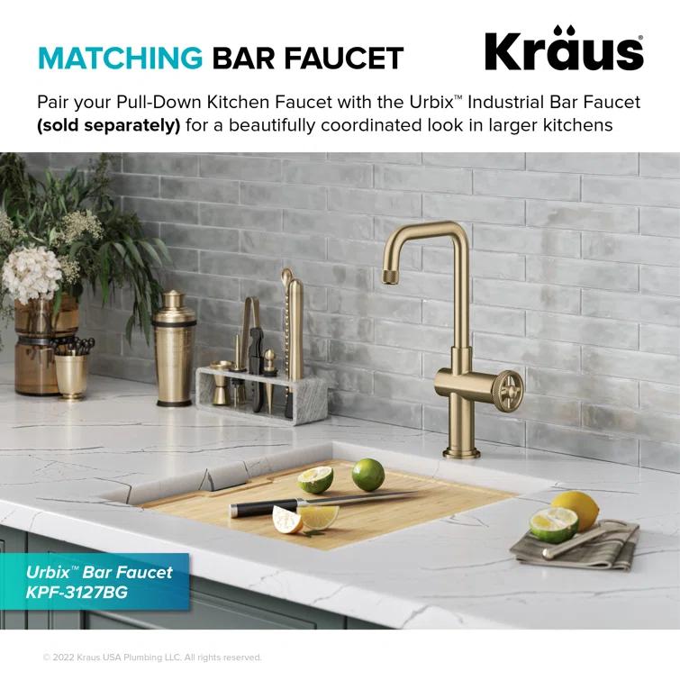 Urbix Industrial Pull-Down Single Handle Kitchen Faucet