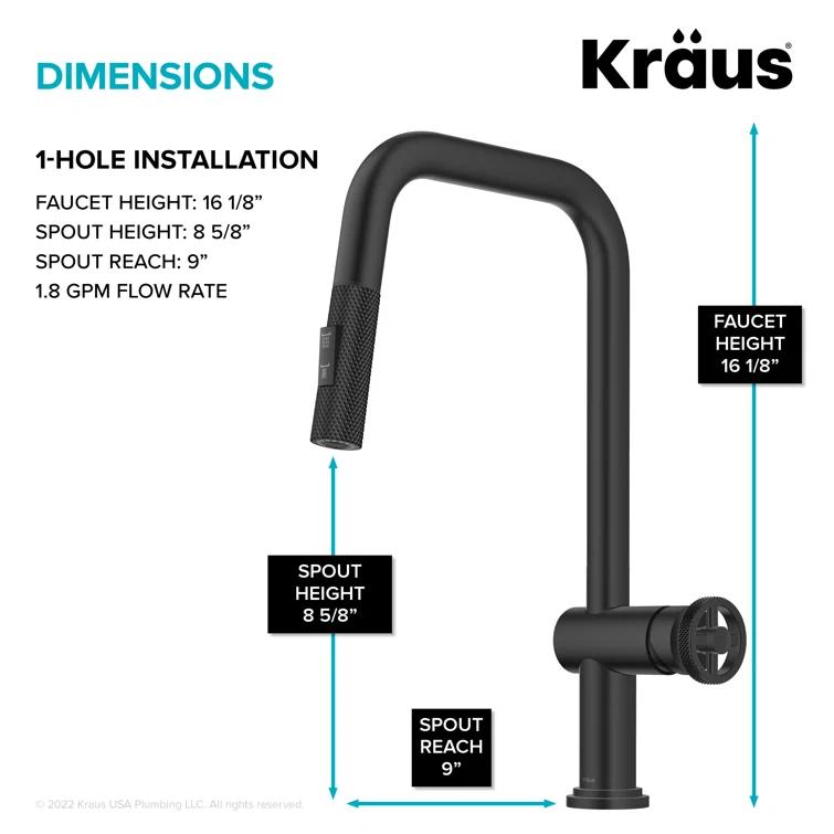 Urbix Industrial Pull-Down Single Handle Kitchen Faucet