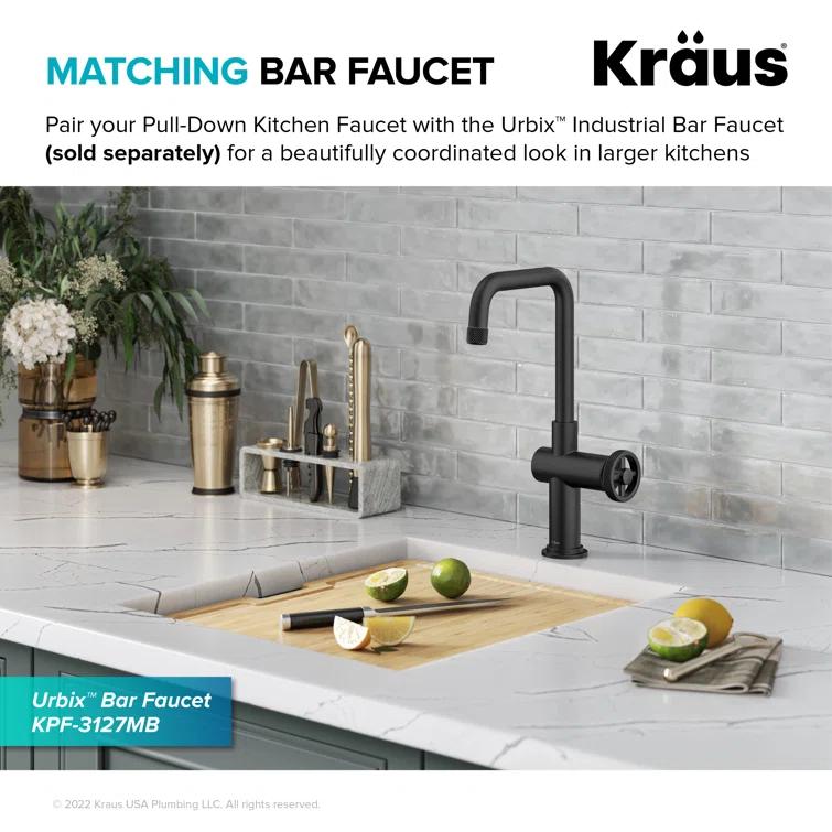 Urbix Industrial Pull-Down Single Handle Kitchen Faucet