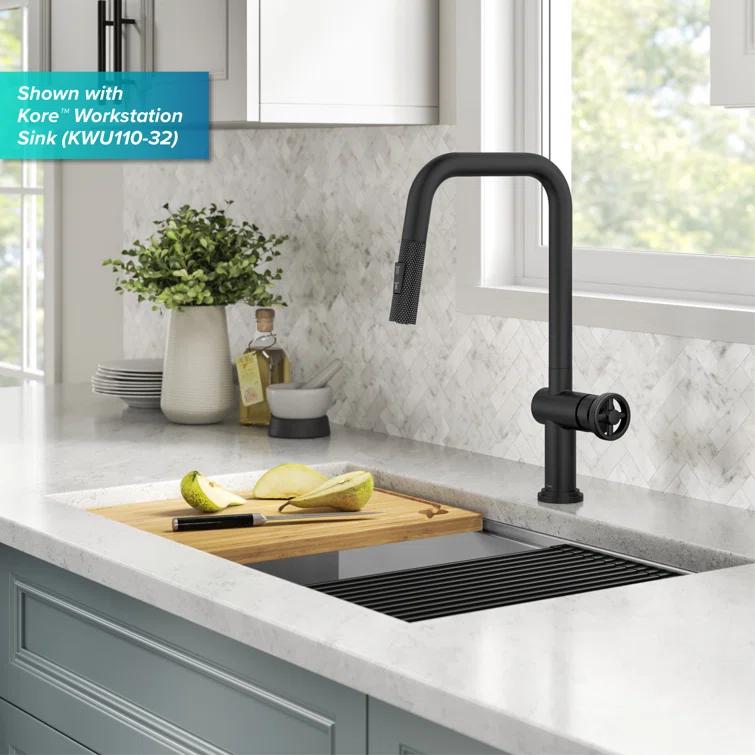 Urbix Industrial Pull-Down Single Handle Kitchen Faucet