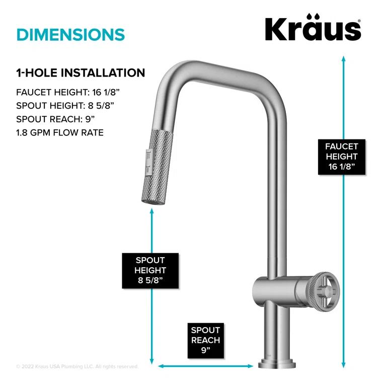 Urbix Industrial Pull-Down Single Handle Kitchen Faucet