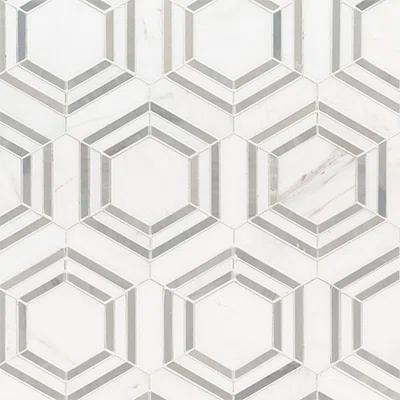 Bianco Dolomite 11" x 13" Polished Marble Mesh-Mounted Mosaic Sheet Tile
