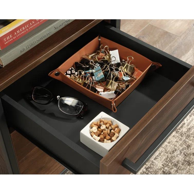 17 Stories Home Office Desk with Drawers and Open Shelf