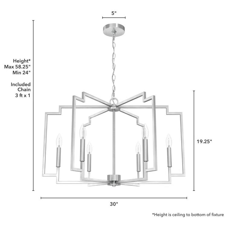 Hunter Fan Hunter 30 Inch Zoanne 6 Light Chandelier Ceiling Light Fixture