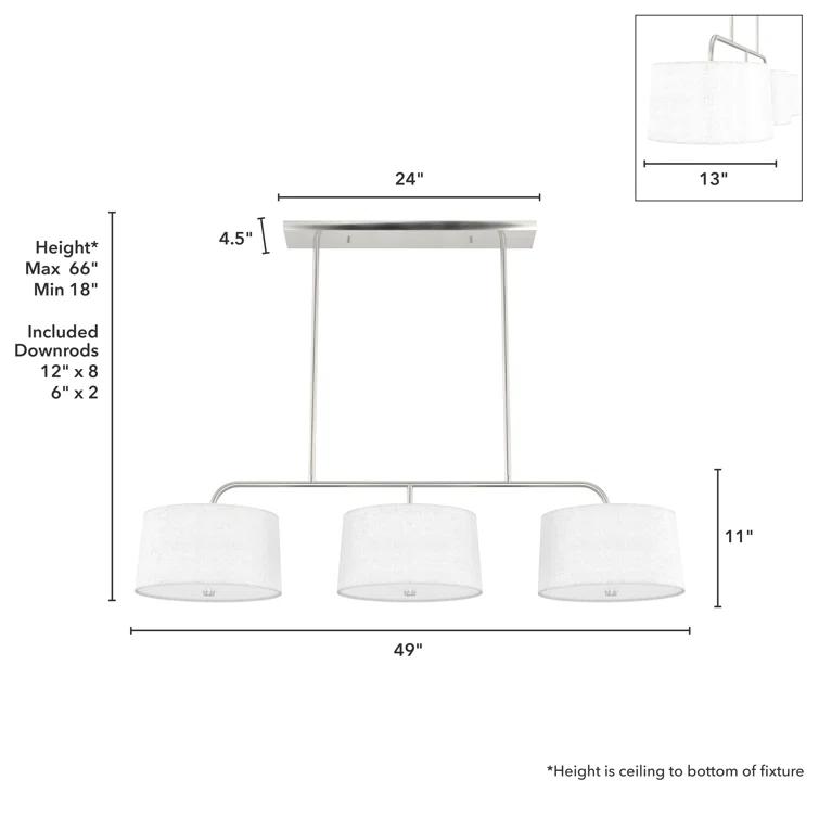 Cottage Hill 6 - Light Kitchen Island Shaded Linear Chandelier