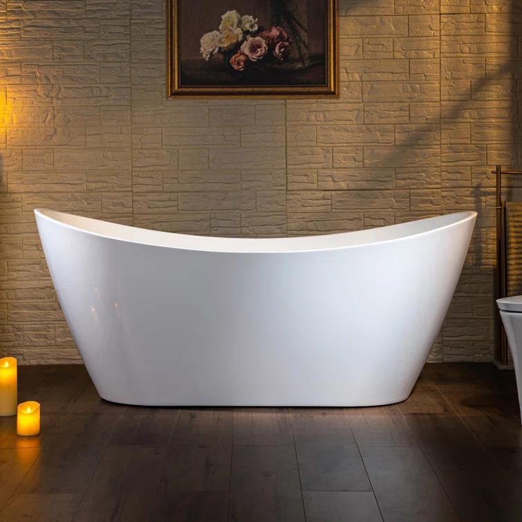67" x 31.5" Freestanding Soaking Acrylic Bathtub