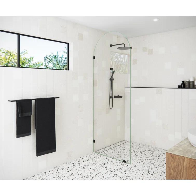 Venus 32 in. x 86.75 in. Fully Frameless Arched Single Fixed Shower Panel