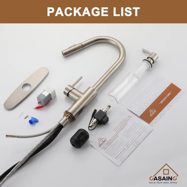 Willow Single-Handle Pull Down Sprayer Kitchen Faucet with Infrared Sensor, Soap Dispenser and Deck Plate