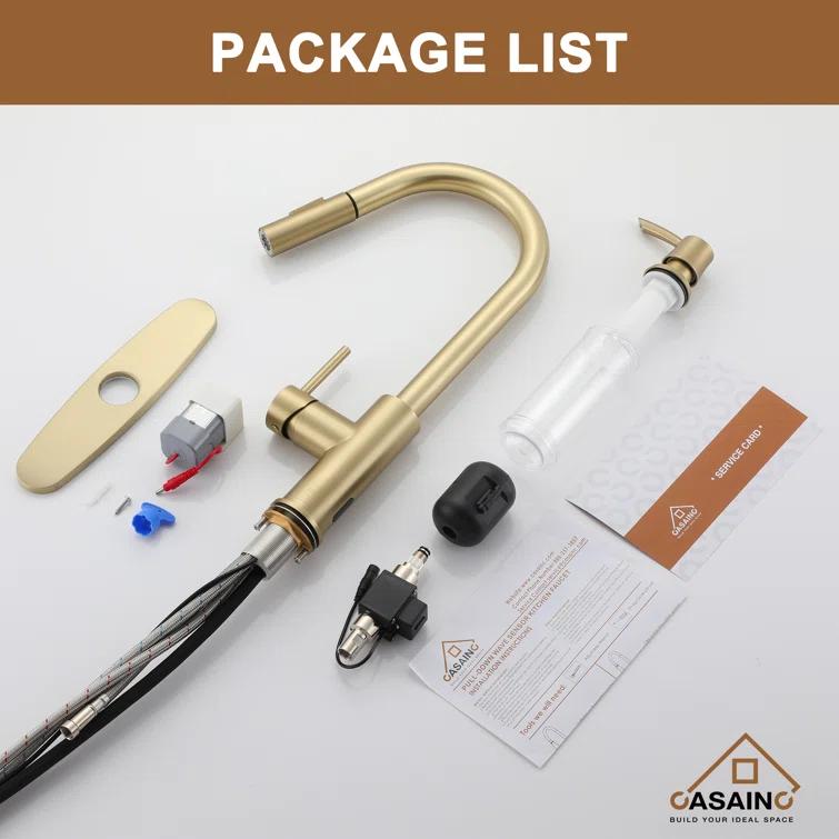 Willow Single-Handle Pull Down Sprayer Kitchen Faucet with Infrared Sensor, Soap Dispenser and Deck Plate