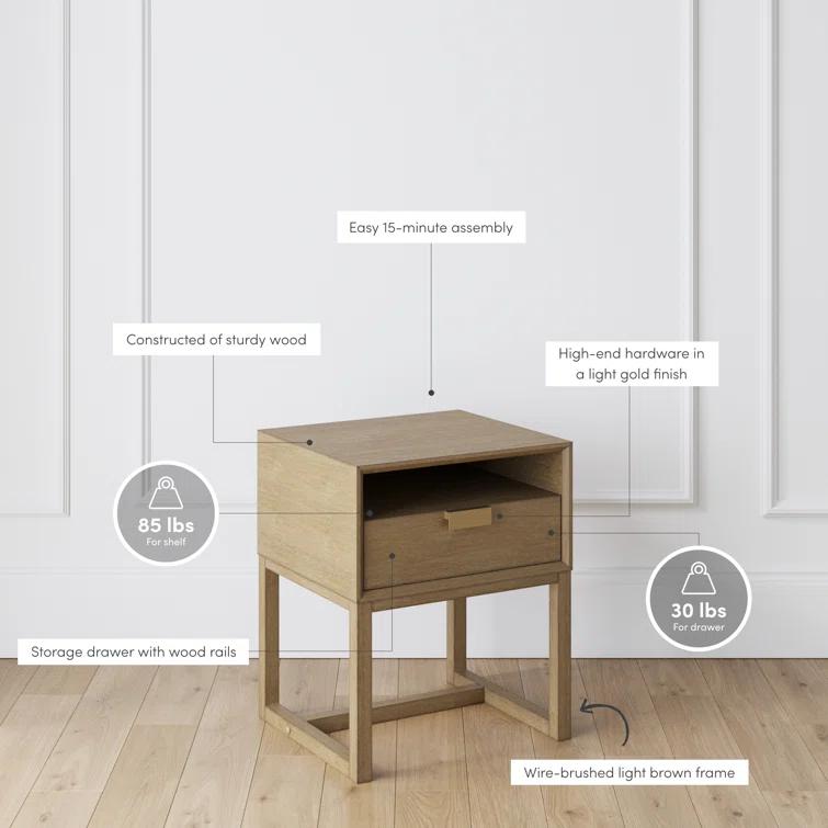 18'' W Solid Wood Nightstand