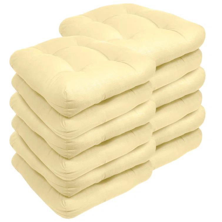 Premium Patio Tufted Outdoor Solid Chair Cushions, 19" x 19"