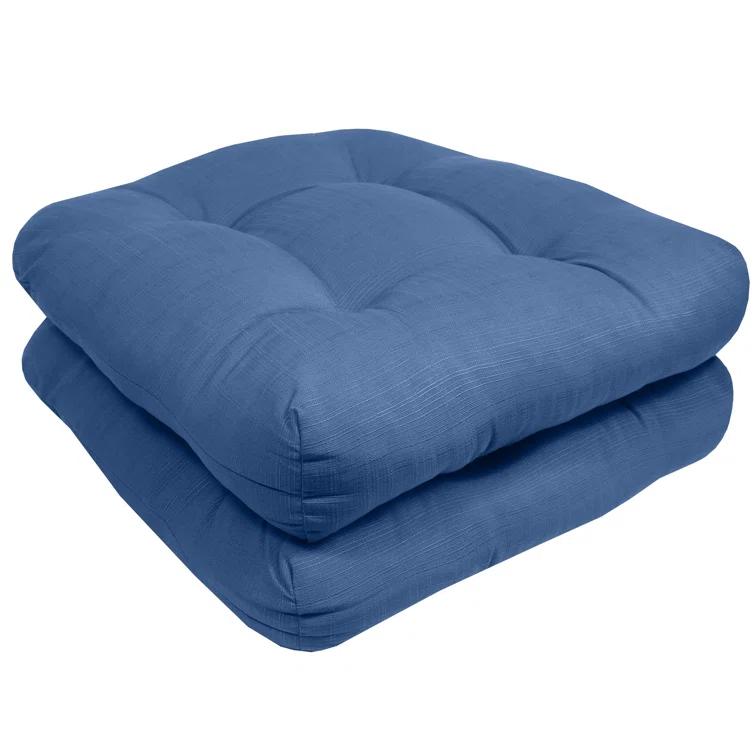 Premium Patio Tufted Outdoor Solid Chair Cushions, 19" x 19"