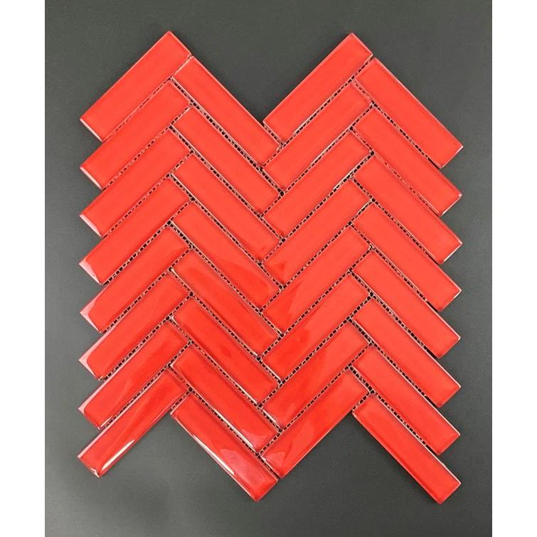 ES Stone 1" x 4" Glass Herringbone / Chevron Mosaic Tile (Set of 10)