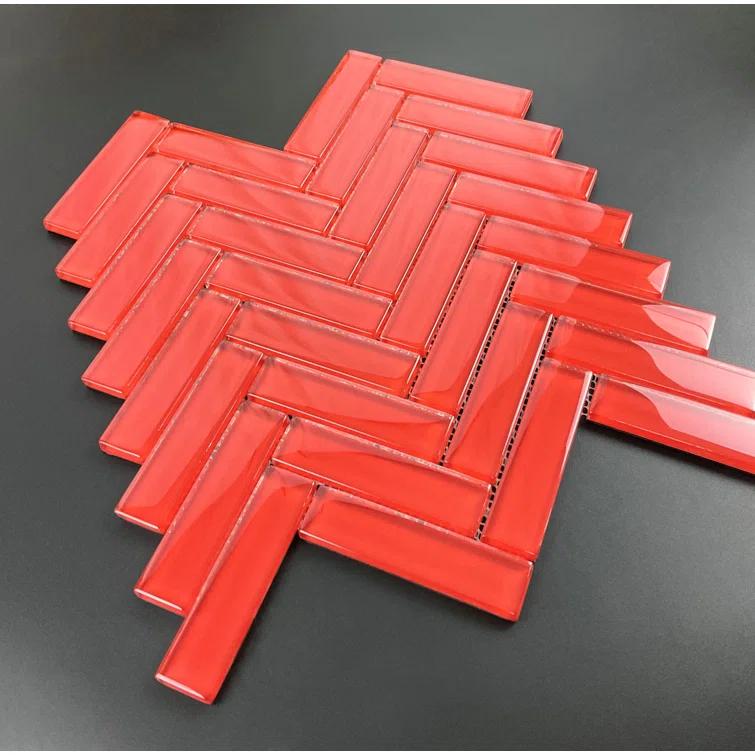 ES Stone 1" x 4" Glass Herringbone / Chevron Mosaic Tile (Set of 10)