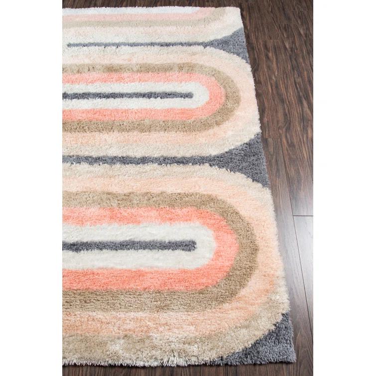 Rupa Geometric Handmade Tufted Pink/Beige/Gray Area Rug