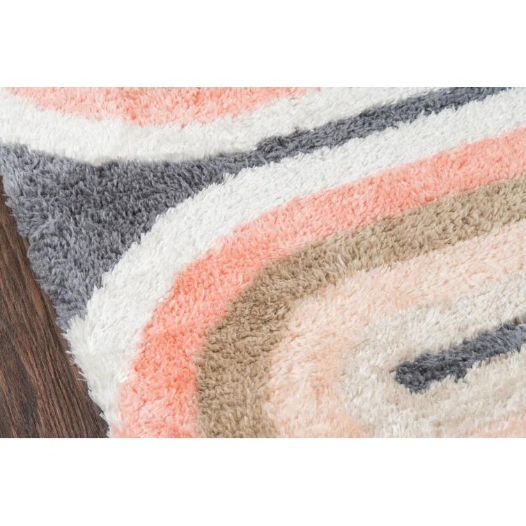 Rupa Geometric Handmade Tufted Pink/Beige/Gray Area Rug