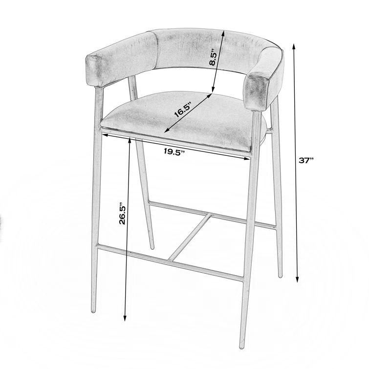 Dallas 28.5" Dark Brown Leather and Black Iron Bar Stool