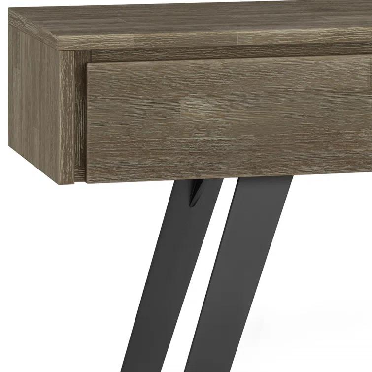 Lowry 60"W Solid Wood Modern Industrial Storage Console Table with 3 Storage Drawers and Metal Legs