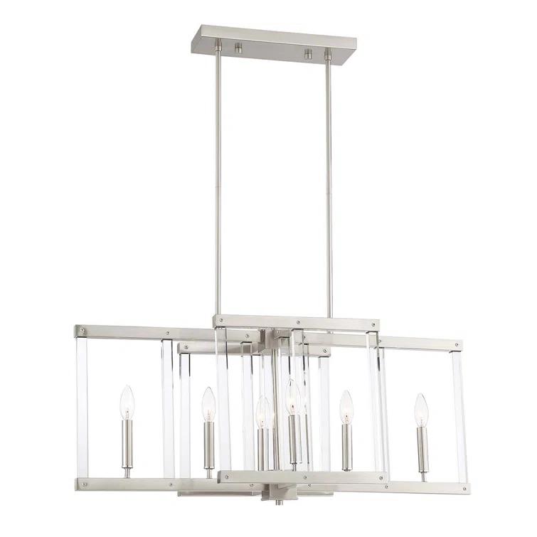 Regent Polished Nickel 34" Linear Crystal Cage Chandelier