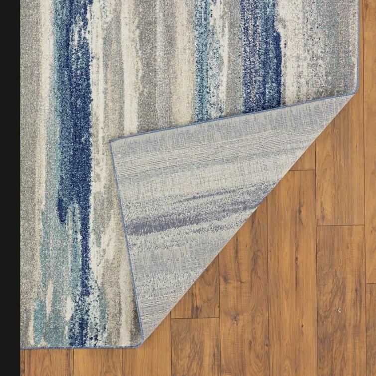 Abstract Blue/Beige/Gray Area Rug