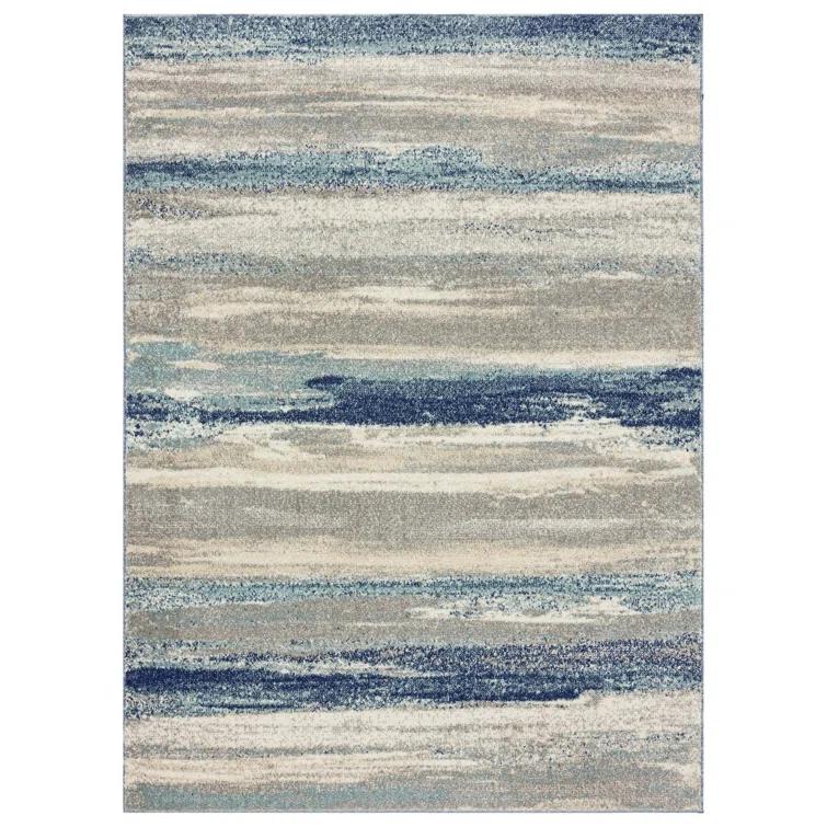 Abstract Blue/Beige/Gray Area Rug