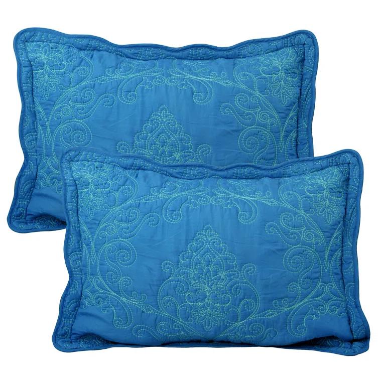 Home Soft Things Damask Embroidery Oversized 4 Piece Quilt Set