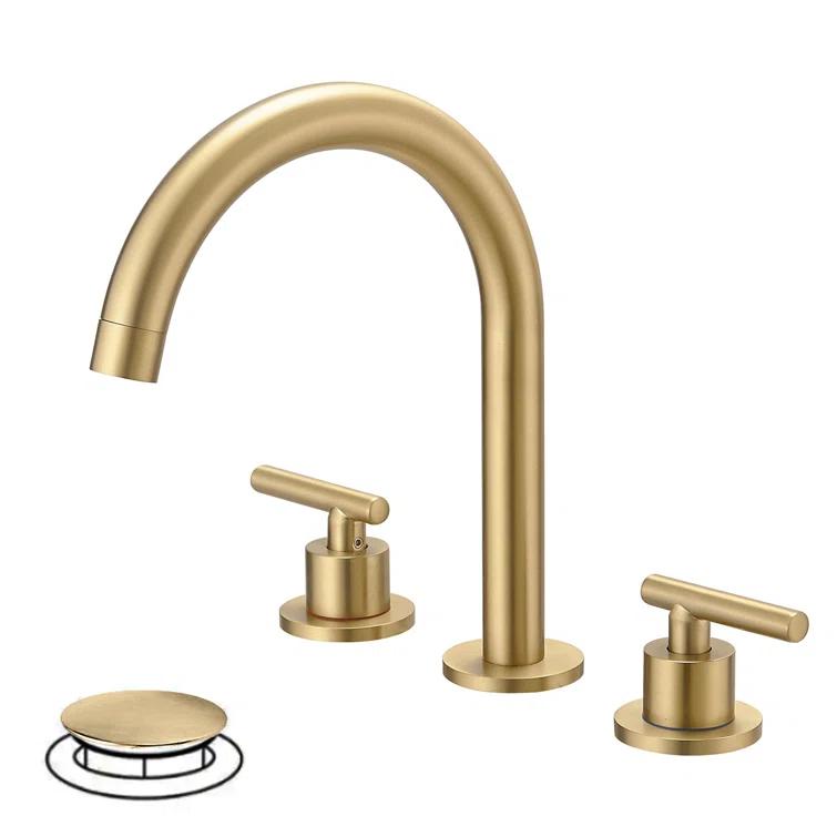 VIBRANTBATH 16441-BG Widespread Bathroom Faucet 3 Hole, 2-handle Bathroom Sink Faucet with Drain Assembly