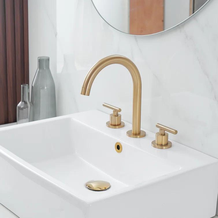 VIBRANTBATH 16441-BG Widespread Bathroom Faucet 3 Hole, 2-handle Bathroom Sink Faucet with Drain Assembly