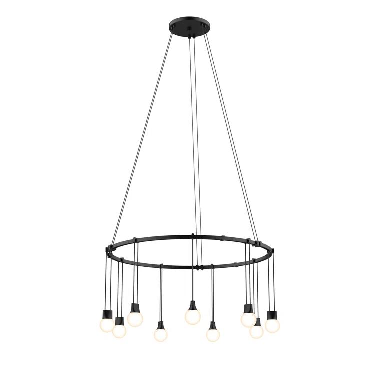 SONNEMAN Suspenders 9 - Light Dimmable LED Wagon Wheel Chandelier