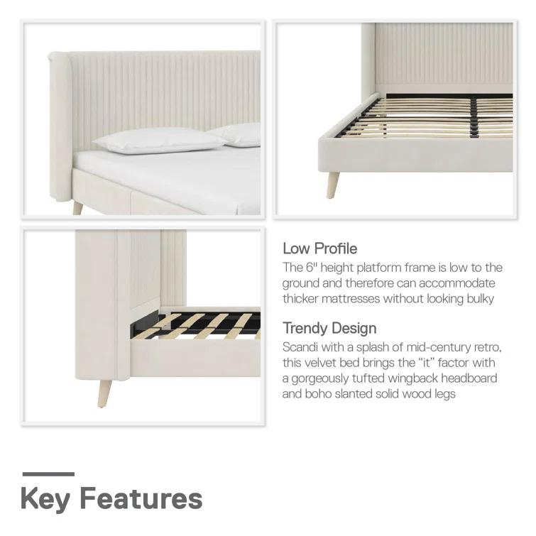 Holly Queen Size Upholstered Platform Bed