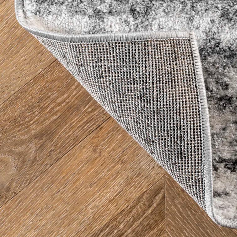 Deedra Modern Abstract Power Loom Performance Gray/White Rug
