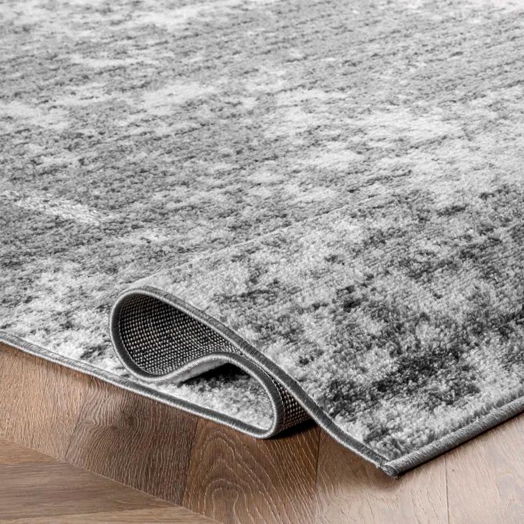 Deedra Modern Abstract Power Loom Performance Gray/White Rug